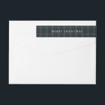Elegant Navy Blue and Green Plaid Return Address Wrap Around Label<br><div class="desc">Modern Christmas return address labels featuring a timeless design with the greeting "Merry Christmas" along with your return address over a muted navy blue and green plaid background.</div>