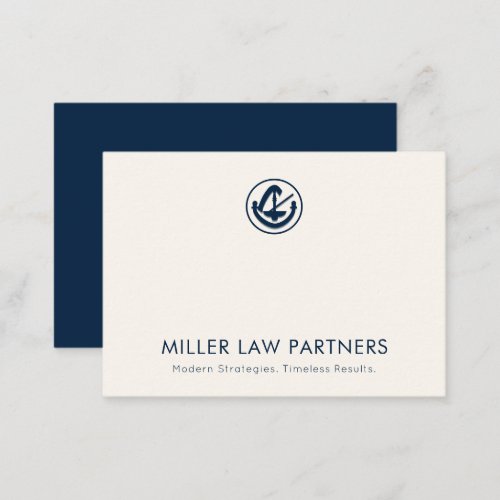 Elegant Navy Blue and Ivory Legal Logo Note Card