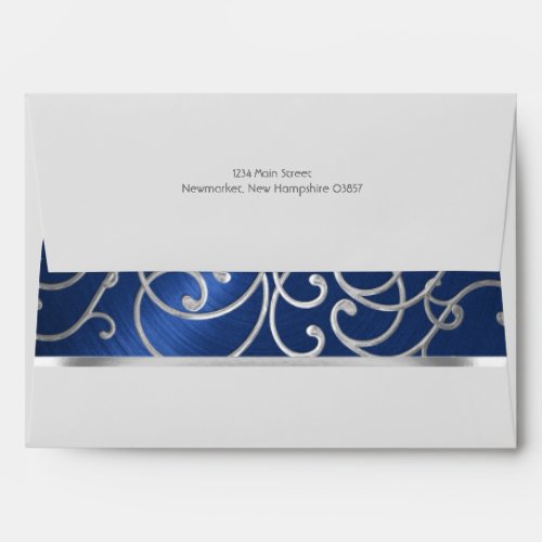 Elegant Navy Blue and Silver Filigree Envelope