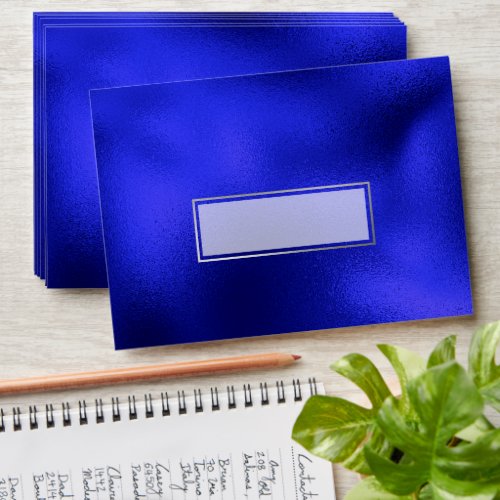 Elegant Navy Blue and Silver Foil Look Envelope