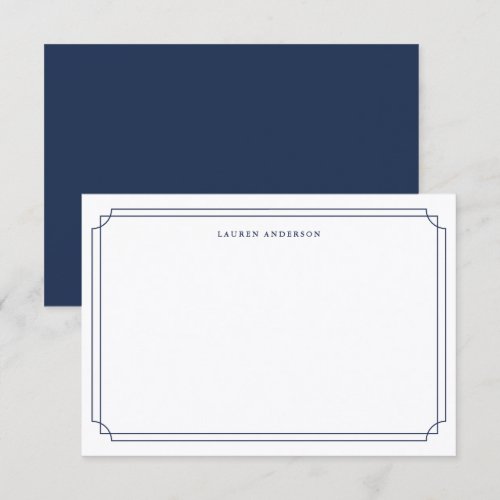 Elegant Navy Blue and white border Formal Thank You Card