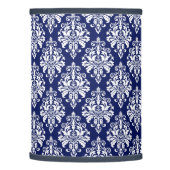 Elegant Navy Blue and White Damask Pattern Lamp Shade (Left)