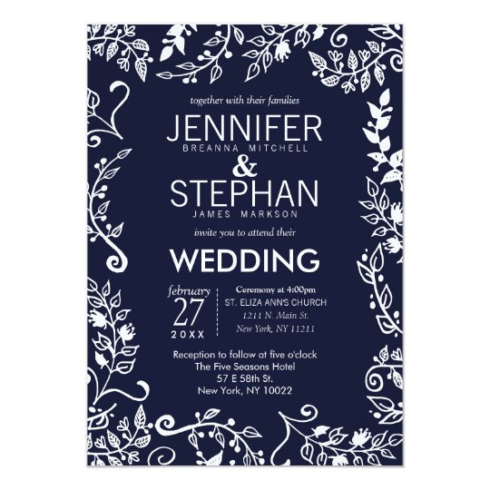 Navy Blue And White Wedding Invitations 10