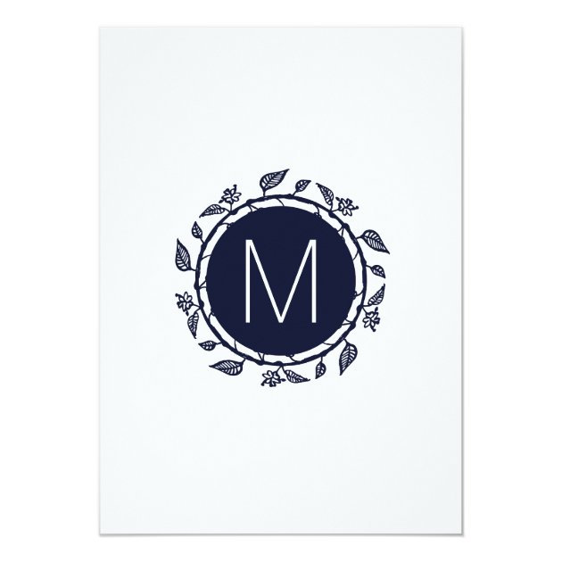 Elegant Navy Blue And White Floral Wishing Well Card