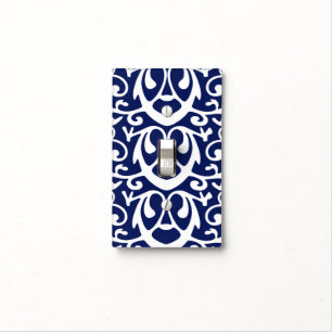 Elegant Navy Blue and White Light Switch Cover