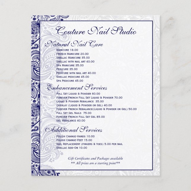 Elegant Navy Blue And White paisley Lace Flyer (Front)