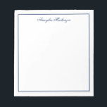 Elegant Navy Blue and White Personalized Notepad<br><div class="desc">Elegant Navy Blue and White Personalized Notepads. Navy blue is a timeless color of both elegance and simplicity. If you need assistance or matching items,  please contact us at cedarandstring@gmail.com</div>