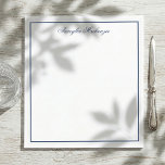 Elegant Navy Blue and White Personalized Notepad<br><div class="desc">Elegant Navy Blue and White Personalized Notepads. Navy blue is a timeless color of both elegance and simplicity. If you need assistance or matching items,  please contact us at cedarandstring@gmail.com</div>
