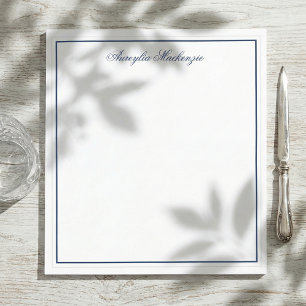 Elegant Navy Blue and White Personalized Notepad