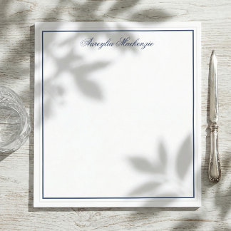 Elegant Navy Blue and White Personalized Notepad