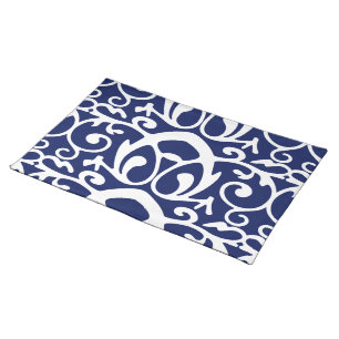 Elegant Navy Blue and White Placemat