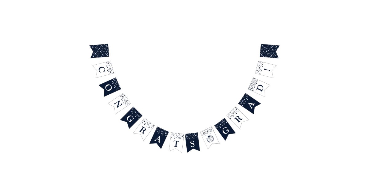 Elegant Navy Blue and White Polka Dot Graduation Bunting Flags | Zazzle