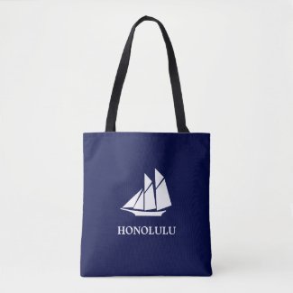Elegant Navy Blue and White Sailing Yacht