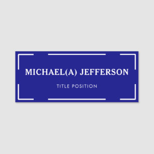 Elegant Navy Blue and White: Stylish Professional Name Tag