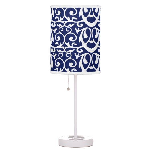 Elegant Navy Blue and White Table Lamp (Right)