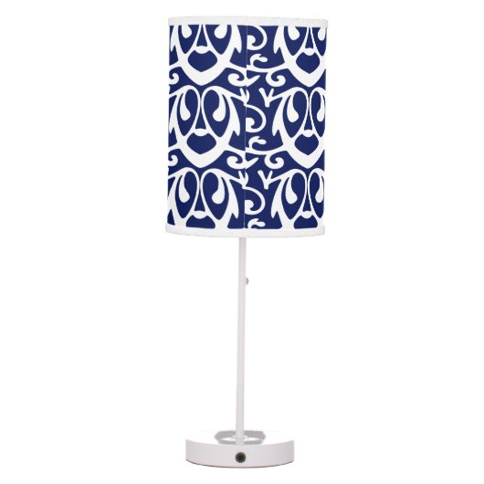 Elegant Navy Blue and White Table Lamp (Back)