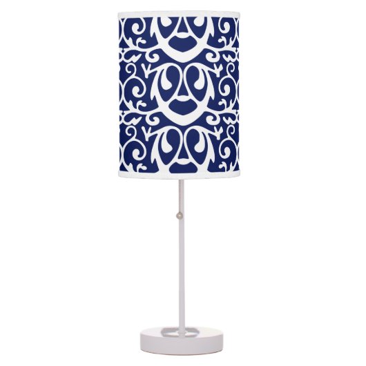 Elegant Navy Blue and White Table Lamp (Front)