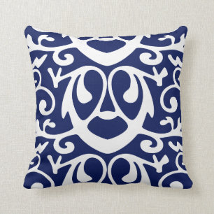 Elegant Navy Blue and White  Throw Pillow