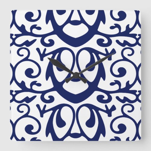Elegant Navy Blue and White Wall Clock