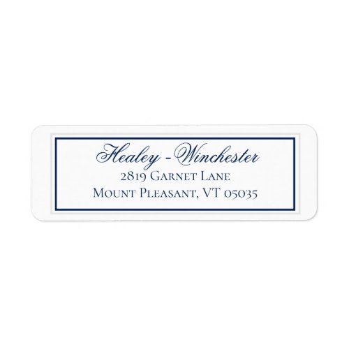 Elegant Navy Blue and White Wedding Address Label
