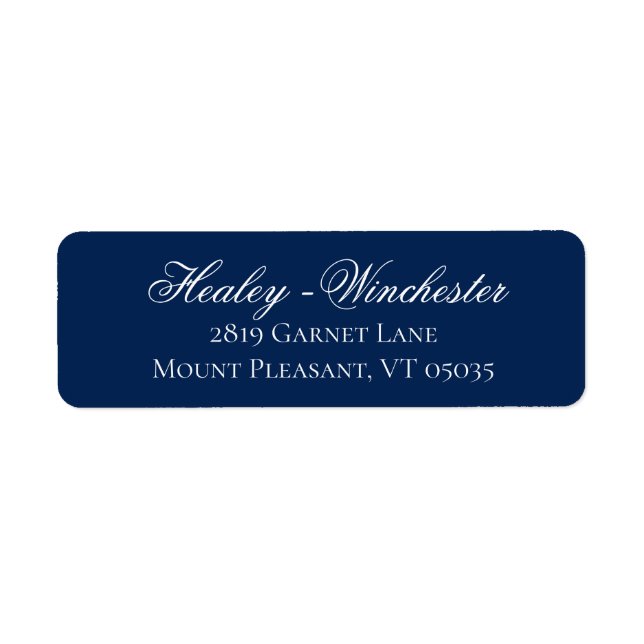 Elegant Navy Blue and White Wedding Address Label (Front)