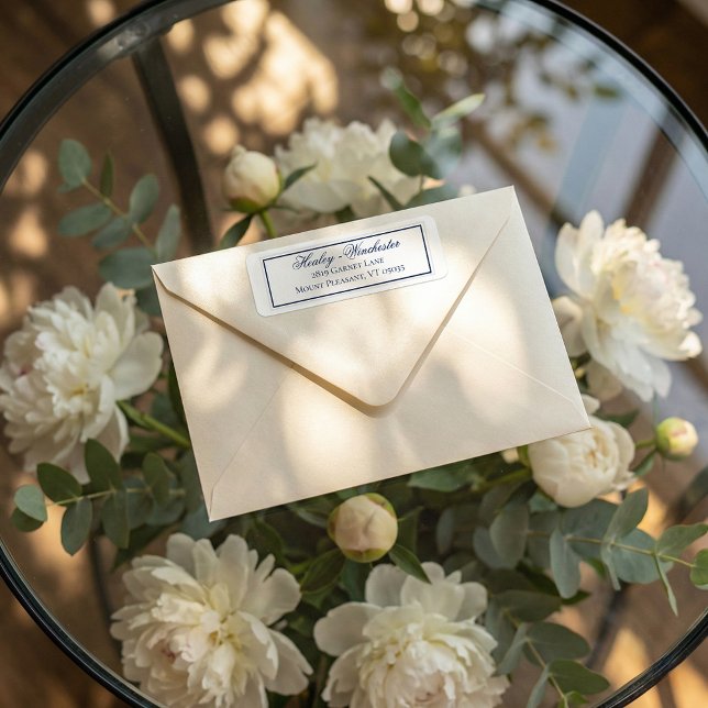 Elegant Navy Blue and White Wedding Address Label (Creator Uploaded)