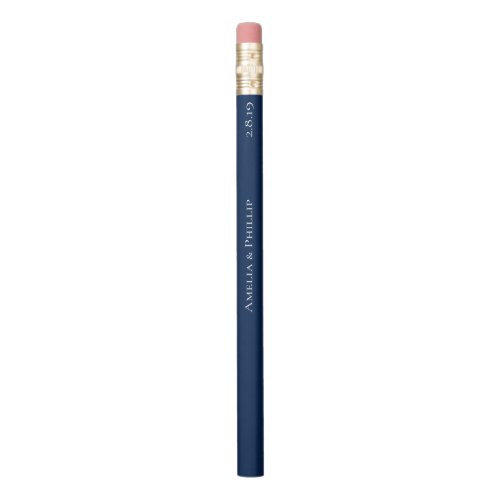 Elegant Navy Blue and White Wedding Favor Pencil