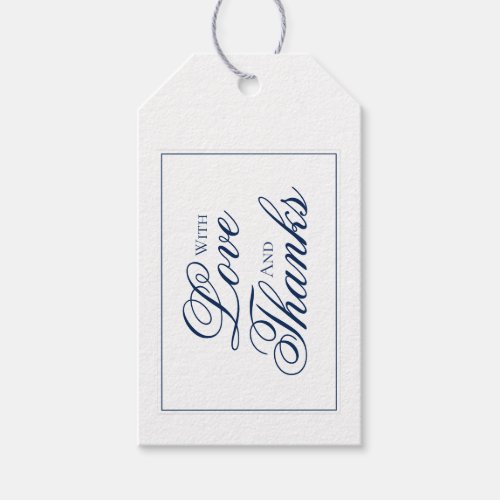 Elegant Navy Blue and White Wedding Thank You Tag