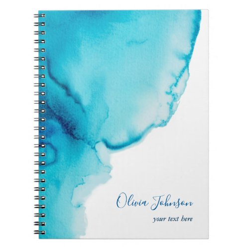 Elegant Navy Blue Aqua Watercolor Notebook