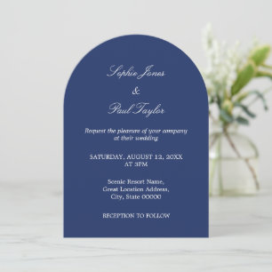 Elegant Navy Blue Arch Wedding Invitation