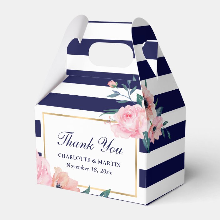 Elegant Navy Blue Blush Pink Floral Wedding