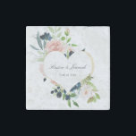Elegant Navy Blue Blush Rose Floral Heart Wedding Stone Magnet<br><div class="desc">These custom floral stone magnets will be perfect for wedding favors to give your guests. This elegant design template features hand painted navy blue and blush pink watercolor roses with greenery. Personalize your names and wedding date in black script typography. Please check out our I Love Weddingz shop to find...</div>