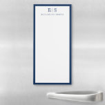 Elegant Navy Blue Border Monogram Magnetic Notepad<br><div class="desc">Create your own personalized magnetic notepad with monogram initials in elegant typography alongside custom name and simple border design in navy blue color.</div>