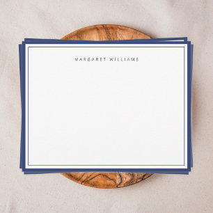 Elegant Navy Blue Border Simple Minimalist Note Card