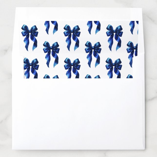 Elegant Navy Blue Bow Coquette Bridal Shower Envelope Liner (In Envelope)