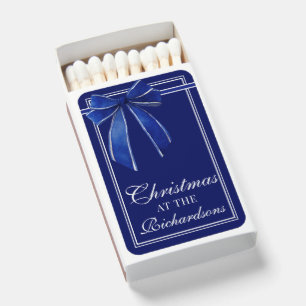 Elegant Navy Blue Bow Gift Custom Christmas Favors Matchboxes