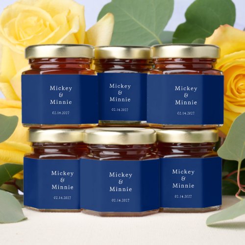 Elegant Navy Blue Bridal Shower Honey Jar Favors