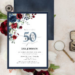 Elegant Navy Blue Burgundy Floral 50th Birthday Invitation<br><div class="desc">Say hello to your 50th in style with this gorgeous Elegant Navy Blue Burgundy Floral 50th Birthday Invitation! Featuring an exquisite bouquet of rich navy blue and burgundy flowers and botanical greenery, this luxurious card sets the perfect tone for your special celebration. The elegant hand lettered calligraphy offers sophistication and...</div>