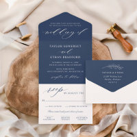 Elegant Navy Blue Calligraphy Script Wedding