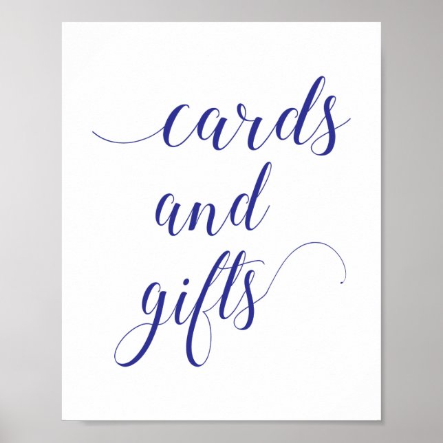 Elegant Navy Blue Cards and Gifts Wedding Sign (Front)