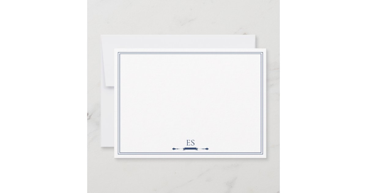 Elegant Navy Blue Chic Initial Monogram Note Card | Zazzle