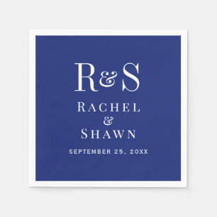 Elegant Navy Blue Chic Modern Monogram Wedding Napkins