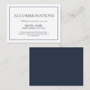Elegant Navy Blue Classic Script Accommodations Enclosure Card
