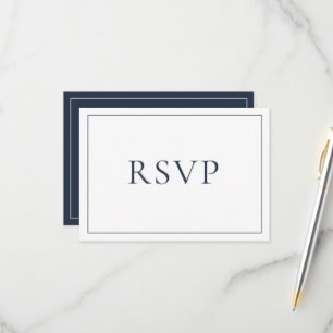 Elegant Navy Blue Classic Script RSVP Card