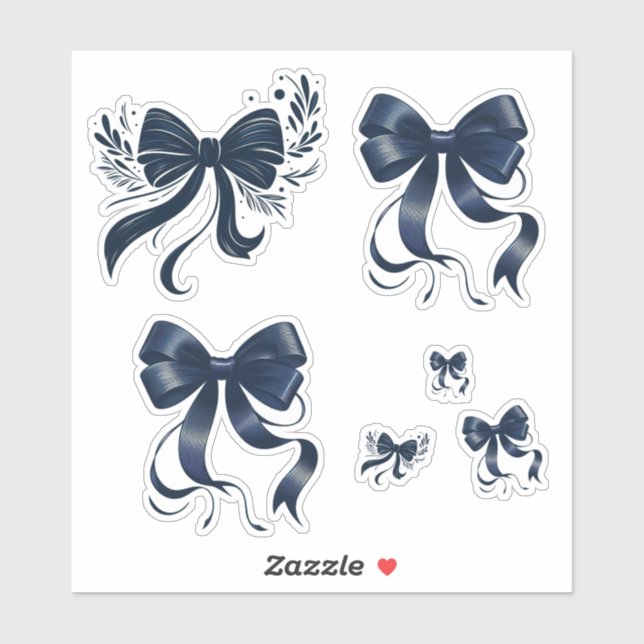 Elegant Navy Blue Coquette Bows Sticker (Sheet)