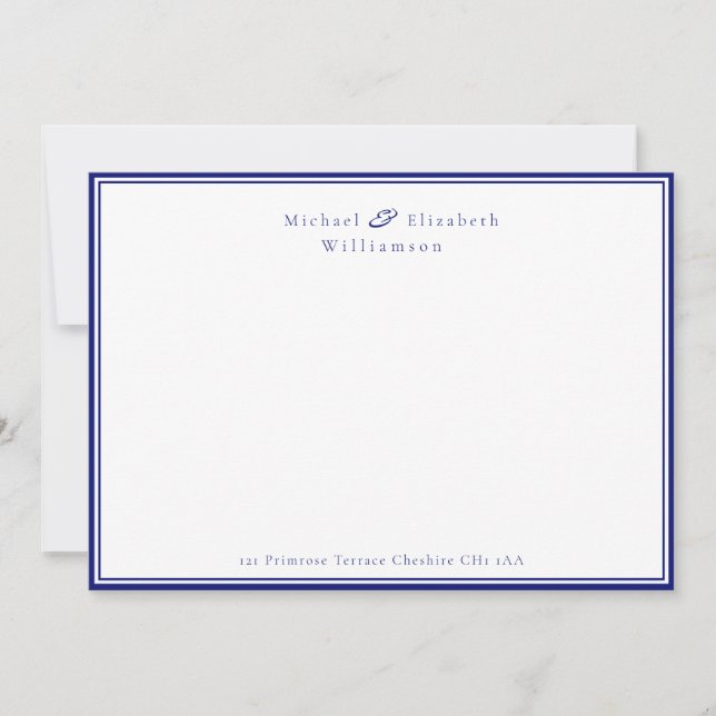 Elegant Navy Blue Couple's Correspondence Note (Front)