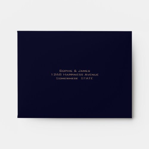 Elegant Navy Blue Cream Gold Self Addressed Envelope