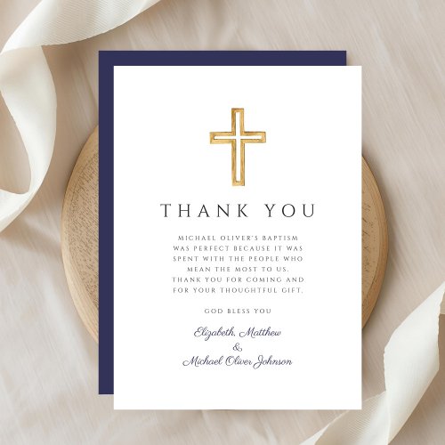 Elegant Navy Blue Cross Boy Baptism