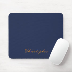 Elegant Navy Blue Custom Name  Mouse Pad