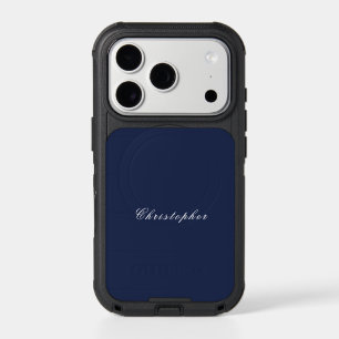 Elegant Navy Blue Custom Name iPhone 17 Pro Case